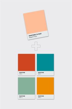 the pantone palette is shown with different colors and sizes, including orange, green, blue