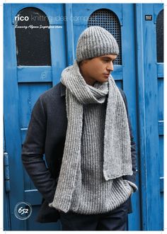 Relaxed Brioche Sweater, Scarf and Hat in Rico Luxury Alpaca Superfine Aran - 652 - Downloadable PDF Rico Soft Merino Aran Knitting Patterns, Mens Hat And Scarf Knitting Pattern, Men’s Scarf Knitting Pattern, Mens Ribbed Scarf, Rico Soft Merino Aran Patterns, Alpaca Scarf For Men, Hat And Scarf For Men, Mens Scarf Knitting Pattern, Alpaca Scarves For Men