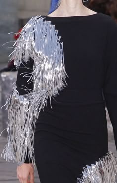 Metal Fringe, Silver Fringe, Silver Fringe Top, Silver Fringe Outfit, Silver Tinsel Fringe, Fringes Fashion, Metallic Tinsel Foil Fringe, Metallic Fringe, Metallic Fringe Top