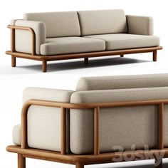 two different views of the same couch and loveseat