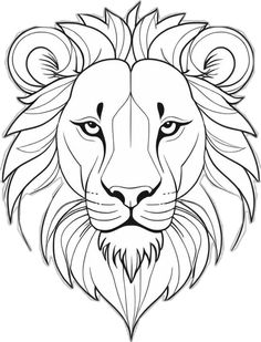 a lion's head is shown in black and white, with long manes