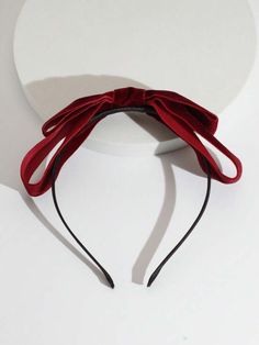 1pc Ladies' Double-layer Velvet Red Bow Knot Headband, Suitable For Daily Work Festival Party Matching | SHEIN USA Bow Knot Headband, Red Headband, Red Bow, Festival Party, Double Layer, Velvet, Festival, Red