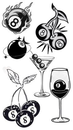 an image of pool balls and glasses