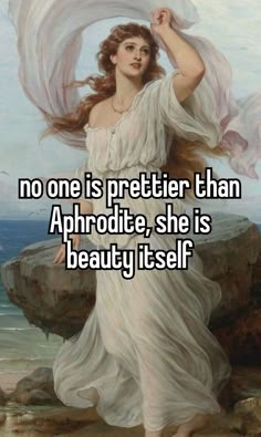 a woman in white dress standing on rocks with the words i am desperate to move of my mother's house