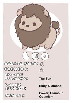 the zodiac sign for leo is shown in this cartoon character's hand - drawn style