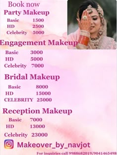 Bridal Makeup Package List, Bridal Makeup Packages, Makeup Menu, Bridal Makeup Logo, Makeup Price, Bridal Makeup Poster, Makeup Usernames Ideas, Makeup List For Bride, Makeup Artist Username Ideas