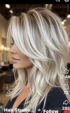 Choppy Layered Hair, Blonde Hair With Layers And Face Framing, Red Eye Makeup, Summer Blonde Hair, Hair Color Formulas, Gray Hair Highlights, Hair Inspo Color, Hair Dos, Hair Highlights