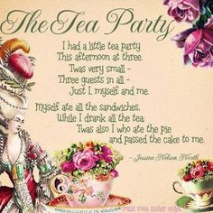 an old fashioned tea party card with flowers