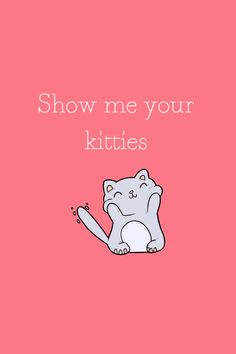 a pink background with an image of a cat and the words show me your kitties