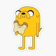 a cartoon character eating a sandwich sticker