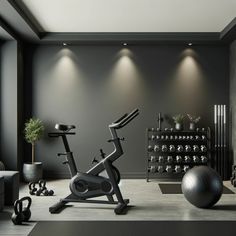 there is a gym with exercise equipment in the room