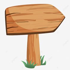 a wooden signpost with grass on the ground, cartoon, wood png and psd