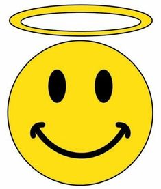 a yellow smiley face with an angel halo