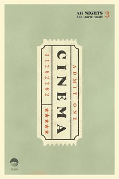 an old movie ticket with the words cinema on it