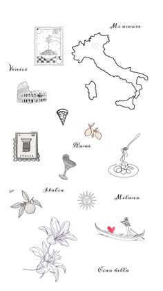 an image of the map of italy with all its major cities and their names on it