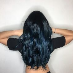 Dark Blue Hair Trend: 15 Awesome Examples to Consider Dark Blue Hair Faded Out, Very Dark Blue Hair Color, Dark Blue Hair Shades, Black Hair With Blue Tint Dark, Black Hair With Dark Blue Balayage, Dark Blue On Dark Hair, Midnight Blue Hair On Dark Hair, Faded Dark Blue Hair Dye, Dark Blue Hair Dye On Black Hair