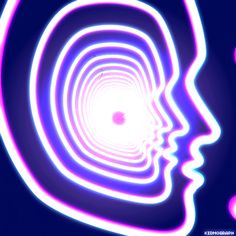 an image of a man's head with neon lines in the shape of a spiral