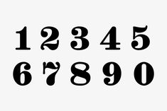 the numbers are black and white on a white background, which is also in different font styles