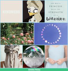 the princess with the strength of a warrior is featured in this collage, which includes images