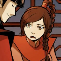 two anime characters are facing each other