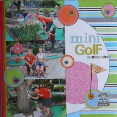 a collage of photos with the words mini golf written on it and pictures of children playing around