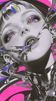 a digital painting of a woman's face and eyes