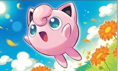 a pink cat flying through the air over flowers