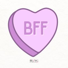 a pink heart with the letter bff in it's center and an effi logo on top