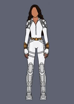 a woman in white is standing with her hands on her hips