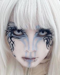 Halloween Tattoo, Punk Makeup, Funky Makeup, Unique Makeup, Edgy Makeup, Dope Makeup, Crazy Makeup, Goth Makeup, Creative Makeup Looks