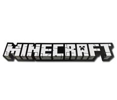 the logo for minecraft is shown in white and black, on a white background