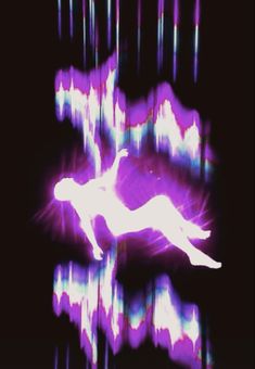 a blurry image of a bird flying in the air with purple and white lights