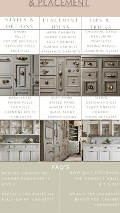 the different types of kitchen cabinets are shown in this info sheet, which shows how to paint