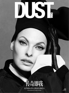 a woman in black and white is featured on the cover of dust magazine