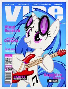 an image of a magazine cover with a pony playing the guitar