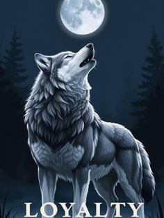 a wolf standing in front of a full moon with the words,'royaltyity and meaning