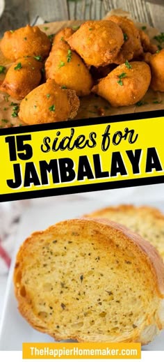 there are some food that is on the plate and in front of it, with text overlay