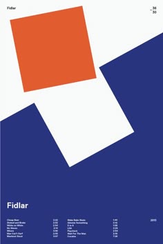 an orange and blue poster with the words fildar on it's side
