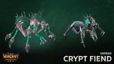 three different types of creatures with green and black colors