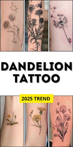 the cover up for dandelion tattoo is shown