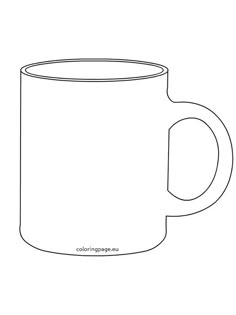a coffee mug is shown in black and white