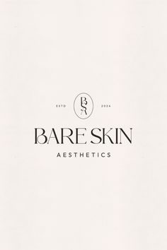 the logo for bare skin aestheticics is shown in black on a white paper background
