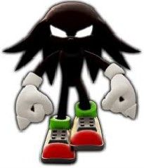 an image of the shadow from sonic the hedgehog with red shoes and black hair