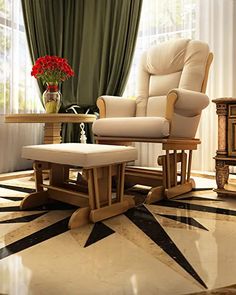 a living room with two chairs and a coffee table