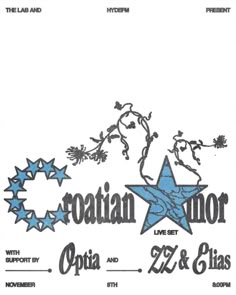 Graphic Star Design, Grunge Band Logos, Y2k Print Graphics, Typography Hoodie, Mystical Themed Graphic Design, Star Typography, Blue Star Typography, White Space Graphic Design, Y2k Star Graphic Design