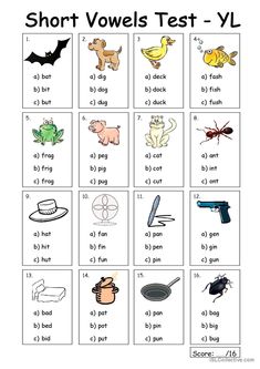 worksheet for short words with pictures to help students learn how to use them