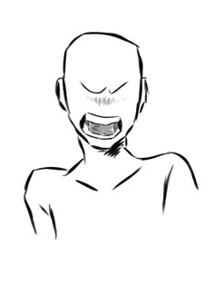 a black and white drawing of a man's face