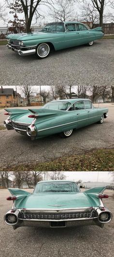 three pictures of old cars in different stages