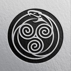 a black and white logo with an eagle on it's head in a circle