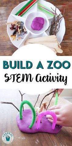 a kid is making a zoo stem activity